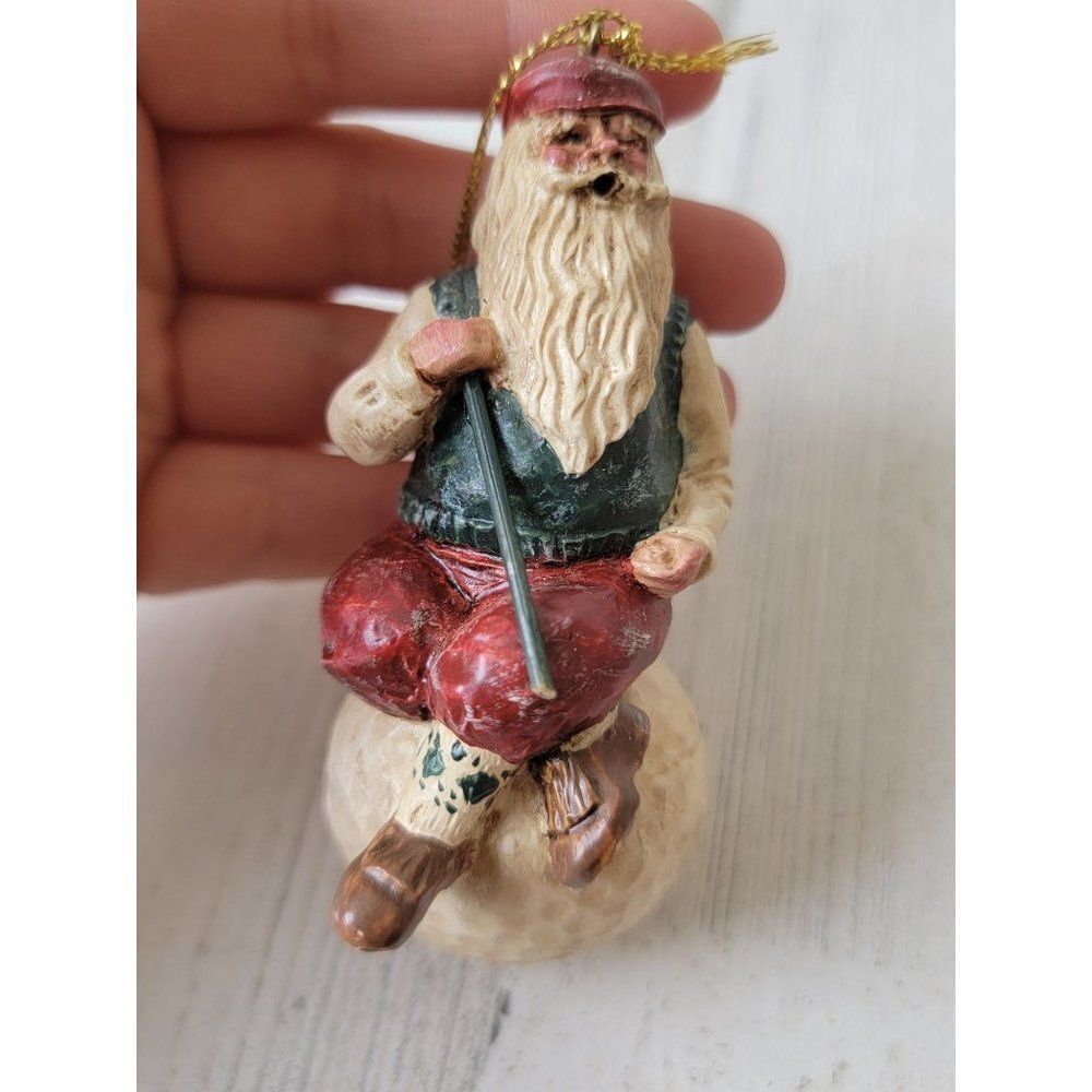 Rustic‎ Santa Claus golf ball AS IS ornament Xmas decor